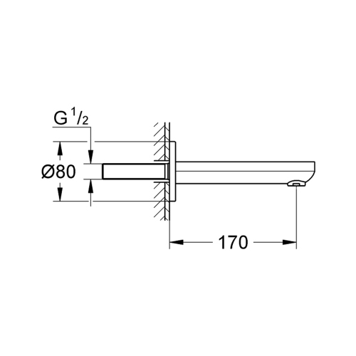 Immagine di Grohe EUROSMART COSMOPOLITAN bocca vasca P.17 cm, a parete, finitura cromo 13261000