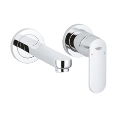 Immagine di Grohe EUROSMART COSMOPOLITAN rubinetto per lavabo a due fori per installazione a parete, senza corpo incasso, finitura cromo 19381000