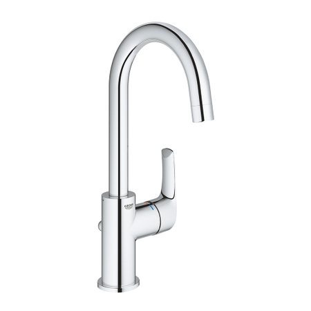 Immagine di Grohe EUROSMART miscelatore monocomando H.31 cm per lavabo, con scarico e tecnologia Grohe SilkMove, finitura cromo 23537002