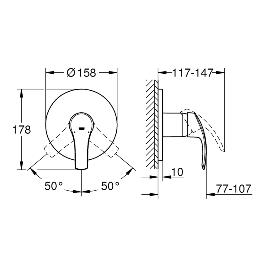 Immagine di Grohe EUROSMART miscelatore monocomando per doccia, senza deviatore e senza corpo incasso, finitura cromo 24042002