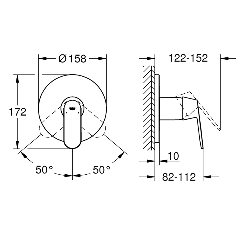Immagine di Grohe EUROSMART COSMOPOLITAN miscelatore monocomando per doccia, senza corpo incasso, finitura cromo 24044000