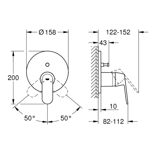 Immagine di Grohe EUROSMART COSMOPOLITAN miscelatore monocomando per doccia, a due vie con deviatore, senza corpo incasso, finitura cromo 24045000
