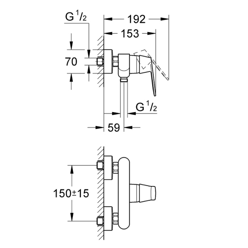Immagine di Grohe EUROSMART COSMOPOLITAN miscelatore monocomando per doccia, a parete, finitura cromo 32837000