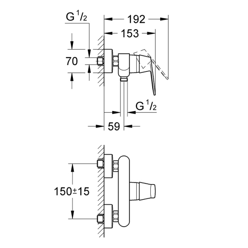 Immagine di Grohe EUROSMART COSMOPOLITAN miscelatore monocomando per doccia, a parete, con limitatore di portata, finitura cromo 32838000