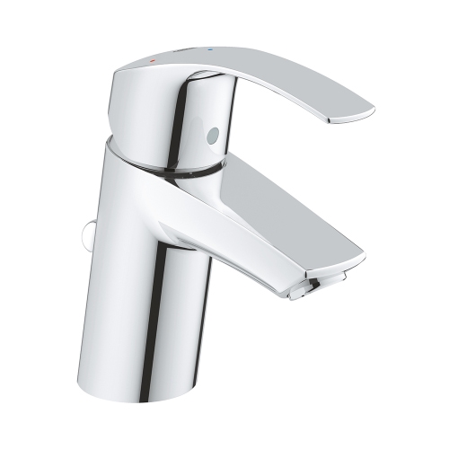 Immagine di Grohe EUROSMART miscelatore monocomando H.15 cm per lavabo, con scarico, con tecnologia Grohe SilkMove, finitura cromo 32926002
