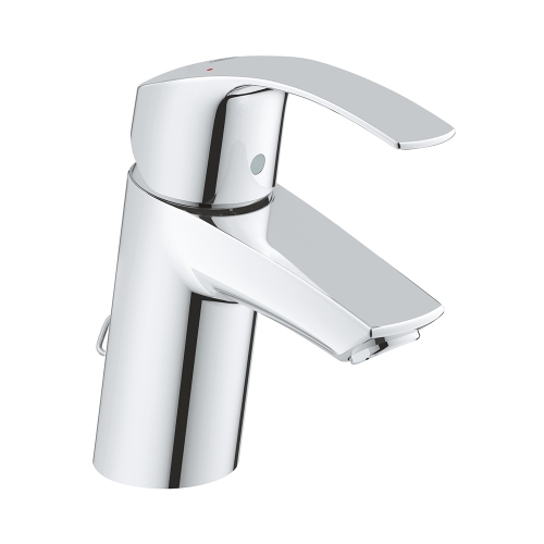 Immagine di Grohe EUROSMART miscelatore monocomando H.15 cm per lavabo, con catenella rientrabile e scarico, con tecnologia Grohe SilkMove, finitura cromo 33188002