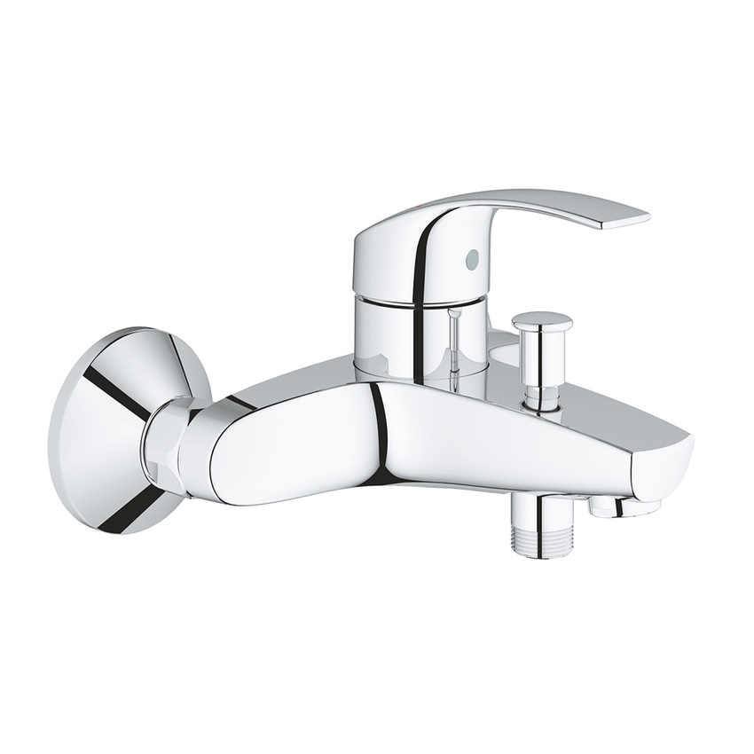 Immagine di Grohe EUROSMART miscelatore monocomando per vasca o doccia, a parete, con deviatore automatico, finitura cromo 33300002