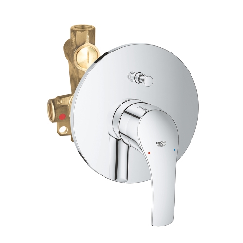 Immagine di Grohe EUROSMART miscelatore monocomando per vasca o doccia, a parete, con deviatore e corpo incasso, con tecnologia Grohe SilkMove, finitura cromo 33305002