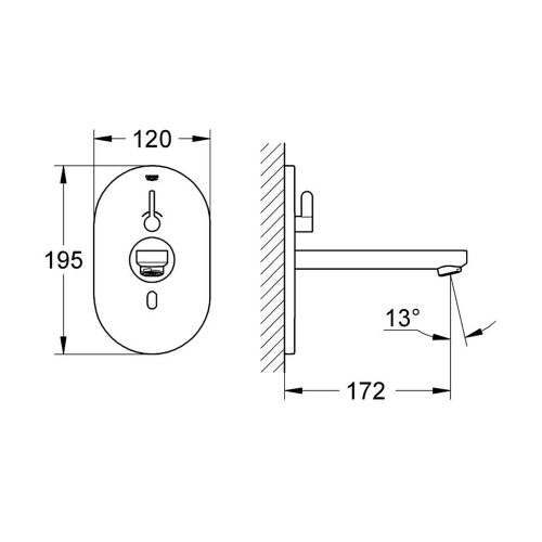 Immagine di Grohe EUROSMART COSMOPOLITAN E miscelatore elettronico P.18 cm per lavabo, senza corpo incasso, con comando ad infrarossi e limitatore di temperatura regolabile, finitura cromo 36315000