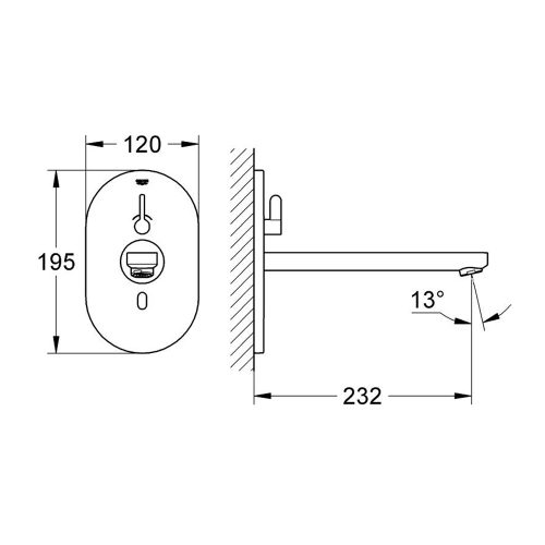 Immagine di Grohe EUROSMART COSMOPOLITAN E miscelatore elettronico P.23 cm per lavabo, senza corpo incasso, con comando ad infrarossi e limitatore di temperatura regolabile, finitura cromo 36376000