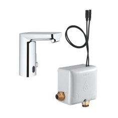 Immagine di Grohe EUROSMART COSMOPOLITAN E miscelatore elettronico H.13 cm per lavabo, senza scarico, con comando ad infrarossi e limitatore di temperatura regolabile, con Powerbox, finitura cromo 36386001