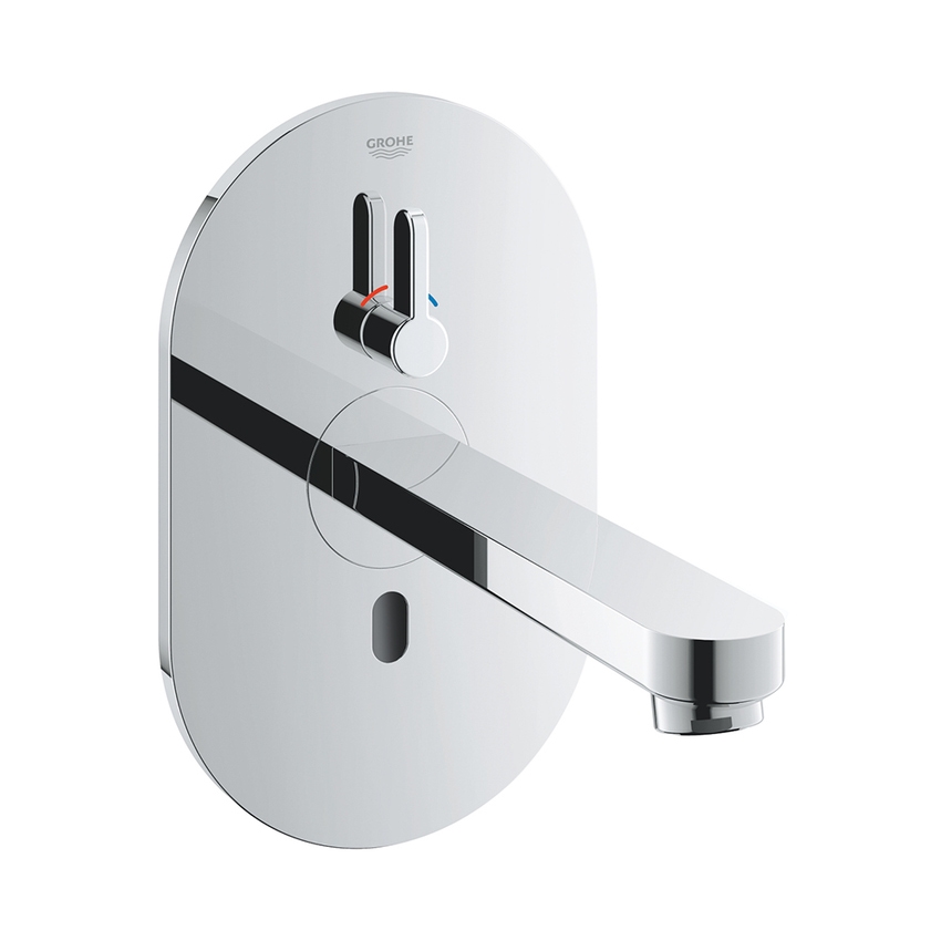 Immagine di Grohe EUROSMART COSMOPOLITAN E miscelatore elettronico H.20 cm per lavabo, senza scarico e senza corpo incasso, con comando ad infrarossi e limitatore di temperatura regolabile, finitura cromo 36412000