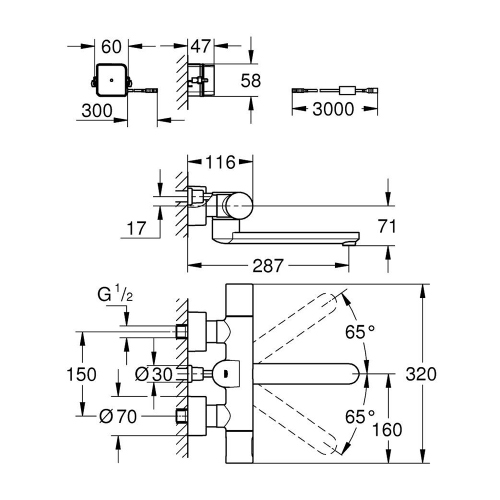 Immagine di Grohe EUROSMART COSMOPOLITAN E miscelatore termostatico per lavabo, con Bluetooth e comando ad infrarossi, finitura cromo 36414000