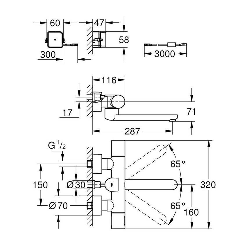 Immagine di Grohe EUROSMART COSMOPOLITAN E miscelatore termostatico per lavabo, con Bluetooth e comando ad infrarossi, finitura cromo 36414000
