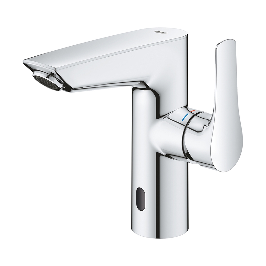 Immagine di Grohe EUROSMART miscelatore monocomando H.16 cm per lavabo, senza scarico, azionamento touchless o manuale, finitura cromo 23975003