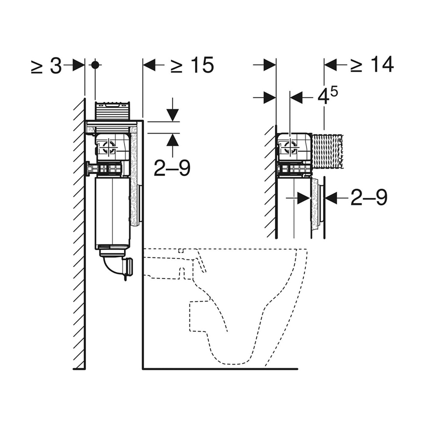 Immagine di Geberit OMEGA 12 cassetta di risciacquo ad incasso 12 cm, 6/3 litri 109.043.00.1