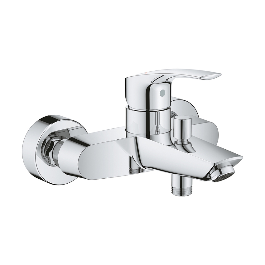 Immagine di Grohe EUROSMART miscelatore monocomando a parete per vasca o doccia, con deviatore automatico, finitura cromo 33300003