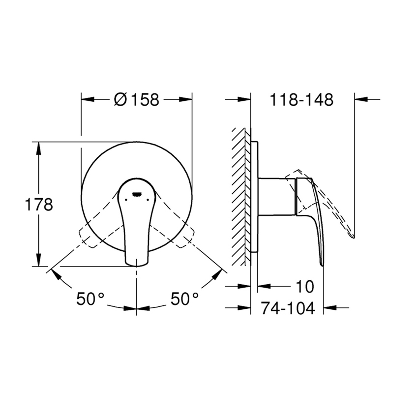 Immagine di Grohe EUROSMART miscelatore monocomando per doccia, senza deviatore e senza corpo incasso, finitura cromo 24042003