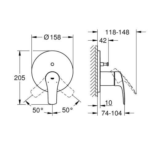 Immagine di Grohe EUROSMART miscelatore monocomando per doccia, con deviatore, senza corpo incasso, finitura cromo 24043003