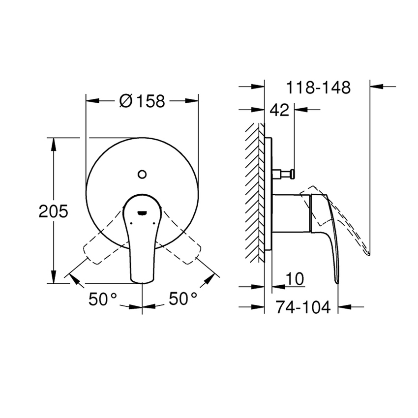 Immagine di Grohe EUROSMART miscelatore monocomando per doccia, con deviatore, senza corpo incasso, finitura cromo 24043003