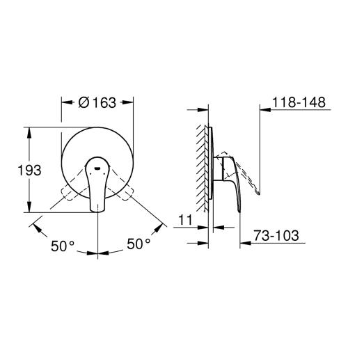 Immagine di Grohe EUROSMART miscelatore monocomando per doccia, ad incasso, senza deviatore, colore nero finitura opaco 194512433