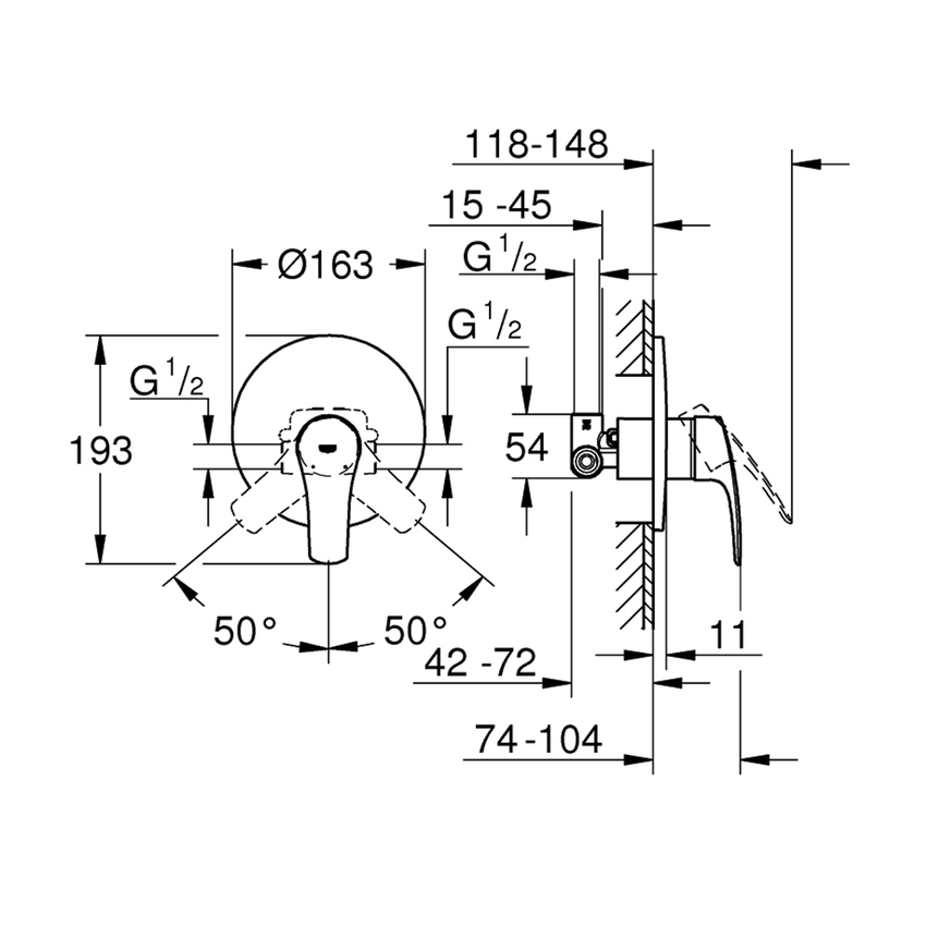 Immagine di Grohe EUROSMART miscelatore monocomando per doccia, senza deviatore, con corpo incasso, finitura cromo 33556003