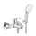 Grohe EUROSMART miscelatore monocomando per vasca o doccia, con deviatore automatico, attacco del flessibile, manopola doccia, Grohe SmartSwitch selettore per impostare il getto, supporto per manopola e flessibile 150 cm, finitura cromo 25276003