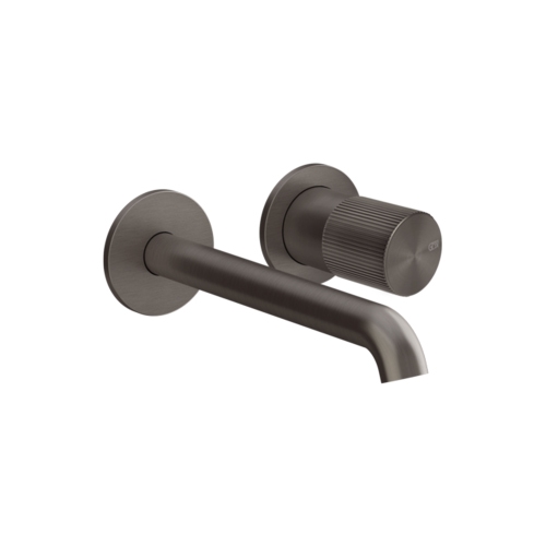 Immagine di Gessi HABITO RIGATO miscelatore P.21 cm per lavabo, incasso a parete, senza corpo incasso, finitura black metal brushed PVD 70588#707