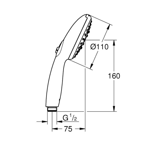 Immagine di Grohe TEMPESTA 110 manopola doccia a 3 getti, con risparmio idrico, finitura cromo 28261003