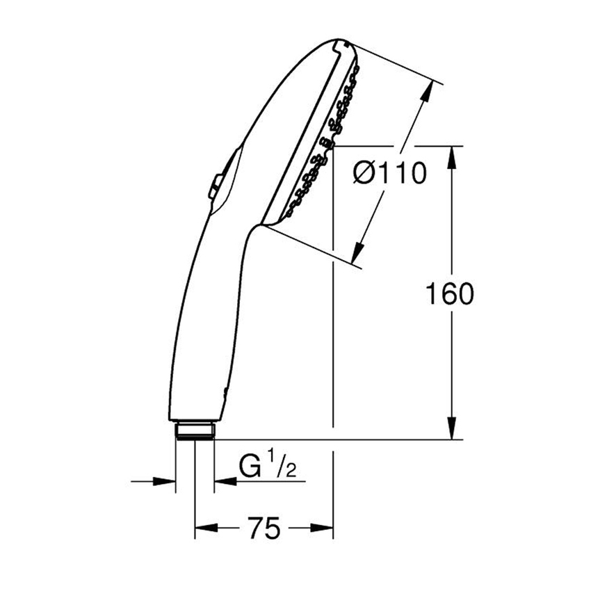 Immagine di Grohe TEMPESTA 110 manopola doccia a 2 getti, con risparmio idrico e selettore per impostare il getto, finitura cromo 27597003