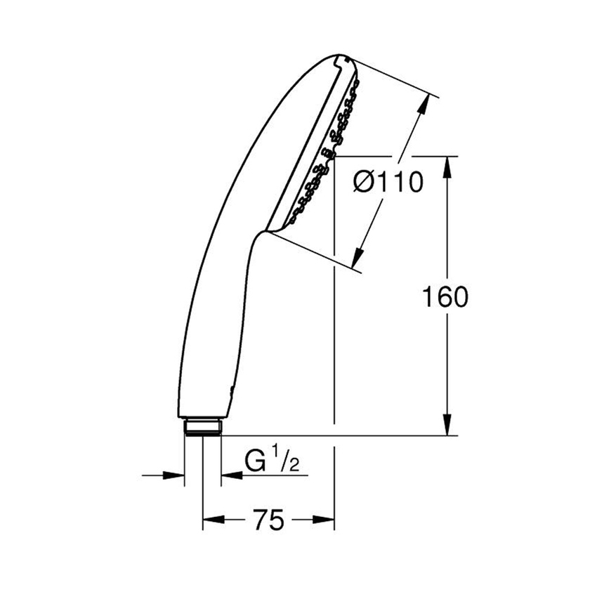 Immagine di Grohe TEMPESTA 110 manopola doccia getto singolo, con risparmio idrico, finitura cromo 27923003