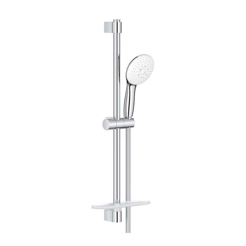 Immagine di Grohe TEMPESTA 110 set doccia con asta doccia H.60 cm, monopola Tempesta 110 28419003 3 getti, flessibile 175 cm e mensola, con risparmio idrico, finitura cromo 27600003