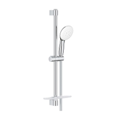 Immagine di Grohe TEMPESTA 110 set doccia con asta doccia H.60 cm, monopola Tempesta 110 28261003 3 getti, flessibile 175 cm e mensola, con risparmio idrico e selettore per impostare il getto preferito, finitura cromo 27927003