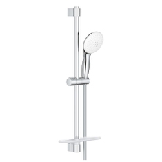 Immagine di Grohe TEMPESTA 110 set doccia con asta doccia H.60 cm, monopola Tempesta 110 26161003 2 getti, flessibile 175 cm e mensola, con risparmio idrico e selettore per impostare il getto preferito, finitura cromo 26638003