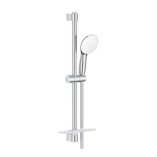 Immagine di Grohe TEMPESTA 110 set doccia con asta doccia H.60 cm, monopola Tempesta 110 27597003 2 getti, flessibile 175 cm e mensola, con sistema antiscottatura, finitura cromo 27926003