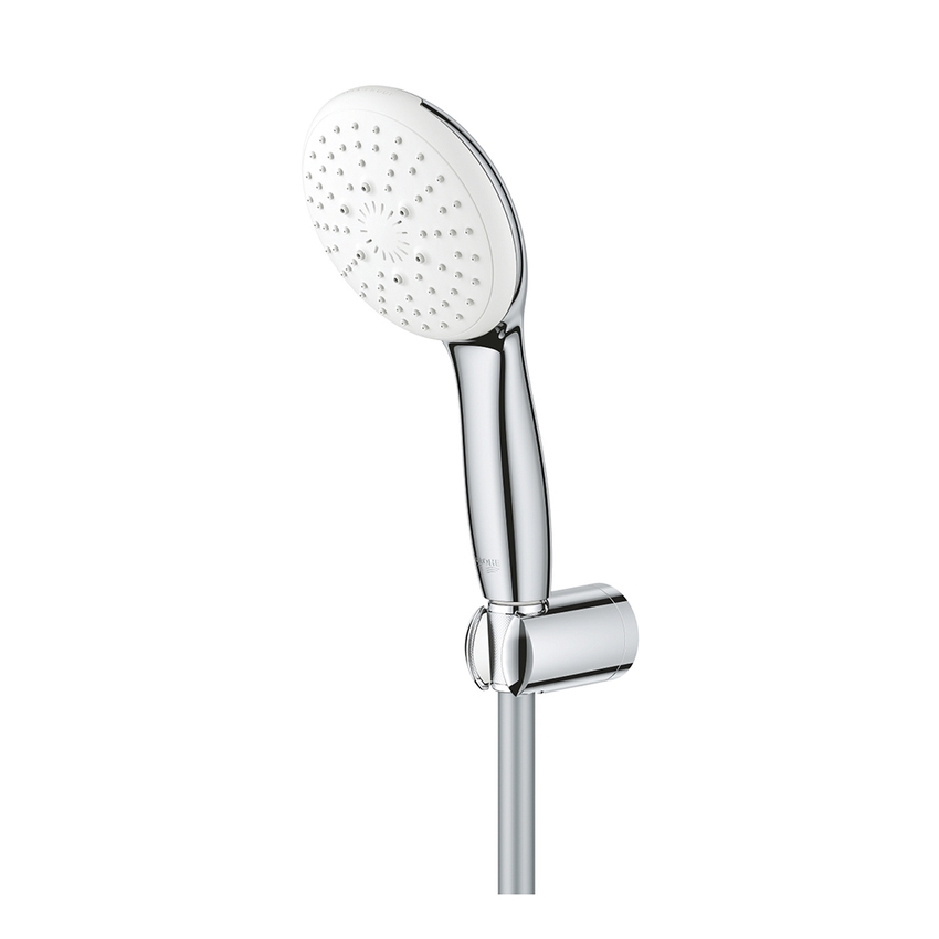 Immagine di Grohe TEMPESTA 110 set manopola doccia a 3 getti, con manopola tempesta 28419003, supporto a parete e flessibile 150 cm, con sistema antiscottatura, finitura cromo 26920003