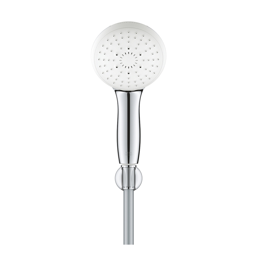 Immagine di Grohe TEMPESTA 110 set manopola doccia a 3 getti, con manopola tempesta 28419003, supporto a parete e flessibile 150 cm, con sistema antiscottatura, finitura cromo 26920003