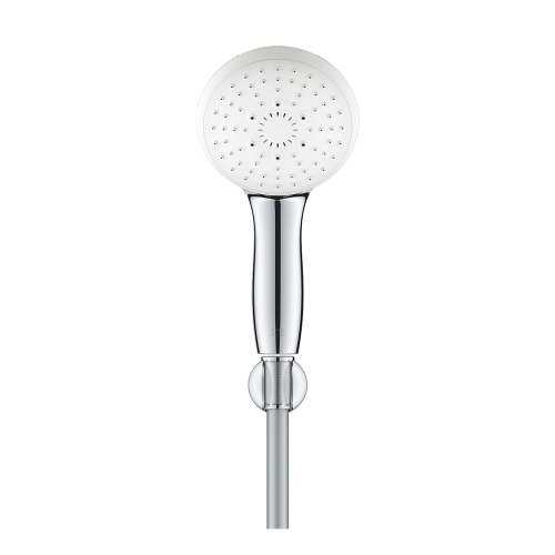 Immagine di Grohe TEMPESTA 110 set manopola doccia a 3 getti, con manopola tempesta 28261003, supporto a parete e flessibile 150 cm, con sistema antiscottatura, finitura cromo 27849003