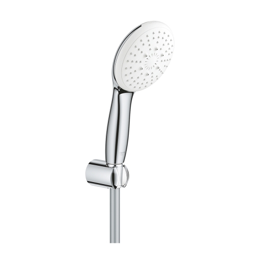 Immagine di Grohe TEMPESTA 110 set manopola doccia a 3 getti, con manopola tempesta 28261003, supporto a parete e flessibile 150 cm, con sistema antiscottatura, finitura cromo 27849003