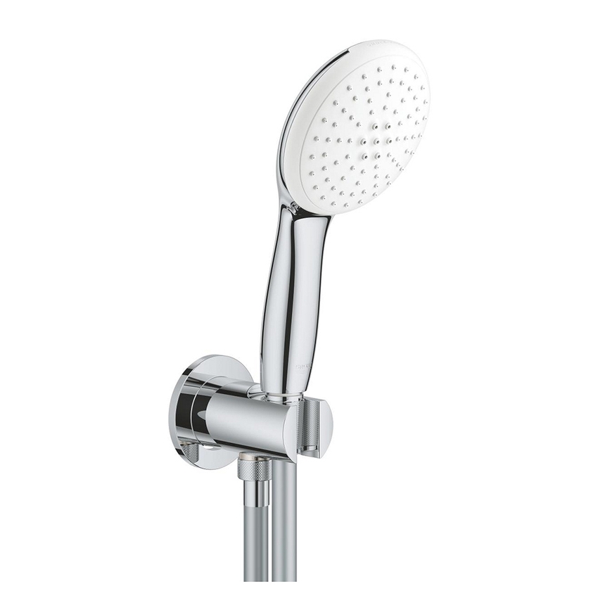 Immagine di Grohe TEMPESTA 110 set manopola doccia a 2 getti, con manopola Tempesta 26161003, raccordo erogatore con supporto e flessibile 150 cm, finitura cromo 26406003