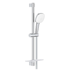 Immagine di Grohe TEMPESTA CUBE 110 set doccia con asta doccia H.60 cm, monopola Tempesta 110 26746003 2 getti, flessibile 175 cm e mensola, con risparmio idrico, finitura cromo 26907003