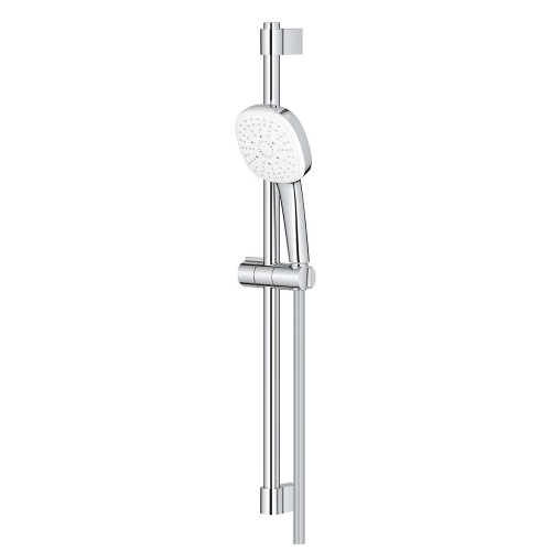 Immagine di Grohe TEMPESTA CUBE 110 set doccia con asta doccia H.60 cm, monopola Tempesta 110 27574003 3 getti e flessibile 175 cm, con risparmio idrico, finitura cromo 27579003