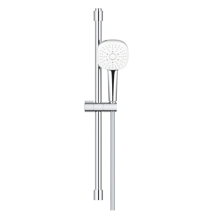 Immagine di Grohe TEMPESTA CUBE 110 set doccia con asta doccia H.60 cm, monopola Tempesta 110 27574003 3 getti e flessibile 175 cm, con risparmio idrico, finitura cromo 27579003