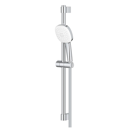 Immagine di Grohe TEMPESTA CUBE 110 set doccia con asta doccia H.60 cm, monopola Tempesta 110 27571003 2 getti e flessibile 175 cm, con utilizzo di acqua ridotto, finitura cromo 2757830E