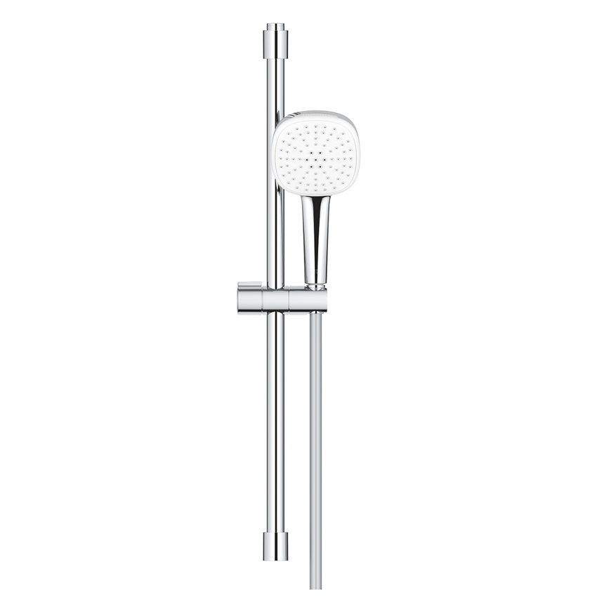 Immagine di Grohe TEMPESTA CUBE 110 set doccia con asta doccia H.60 cm, monopola Tempesta 110 27571003 2 getti e flessibile 175 cm, con utilizzo di acqua ridotto, finitura cromo 2757830E