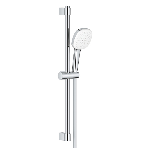 Immagine di Grohe TEMPESTA CUBE 110 set doccia con asta doccia H.60 cm, monopola Tempesta 110 27571003 2 getti e flessibile 175 cm, con utilizzo di acqua ridotto, finitura cromo 2757830E