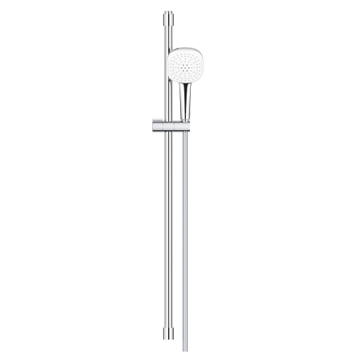 Immagine di Grohe TEMPESTA CUBE 110 set doccia con asta doccia H.90 cm, monopola Tempesta 110 26746003 2 getti e flessibile 175 cm, con risparmio idrico, finitura cromo 26908003