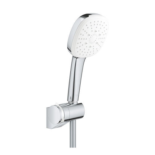 Immagine di Grohe TEMPESTA CUBE 110 set manopola doccia a 3 getti, con manopola Tempesta 27574003, supporto a parete regolabile e flessibile 175 cm, con risparmio idrico, finitura cromo 27584003