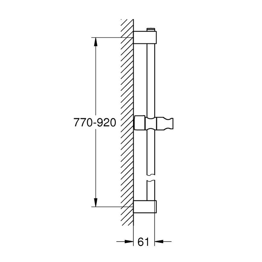 Immagine di Grohe TEMPESTA CUBE 110 asta doccia H.90 cm, con supporto scorrevole e inclinabile, fissaggio superiore regolabile in altezza, finitura cromo 27524001