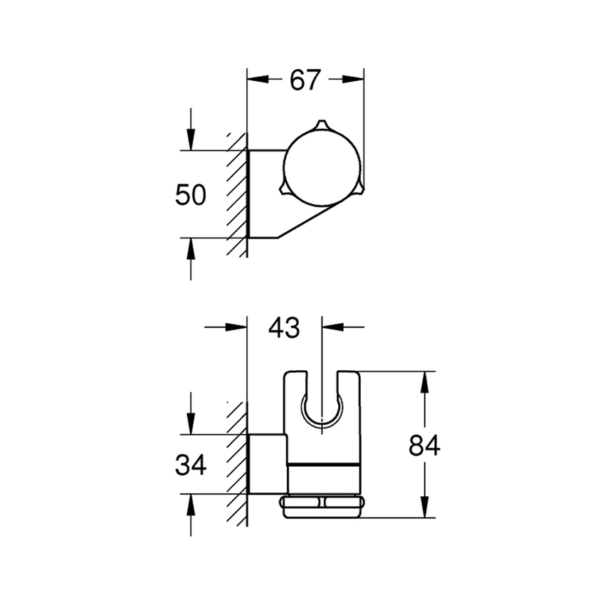 Immagine di Grohe TEMPESTA CUBE 110 supporto a parete per manopola doccia, regolabile, finitura cromo 27595001